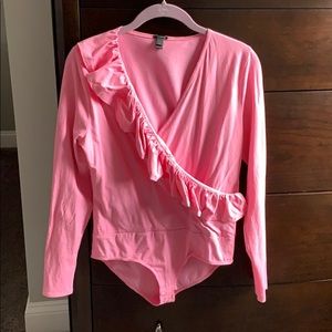 J. Crew Ruffle Long Sleeved Bodysuit